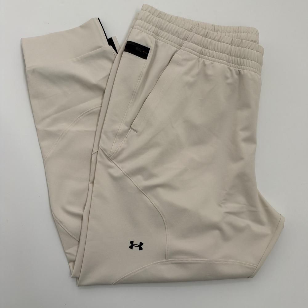 Under Armour Unstoppable Joggers Beige AVY Stretch Woven Pants Womens 2XL NWT
